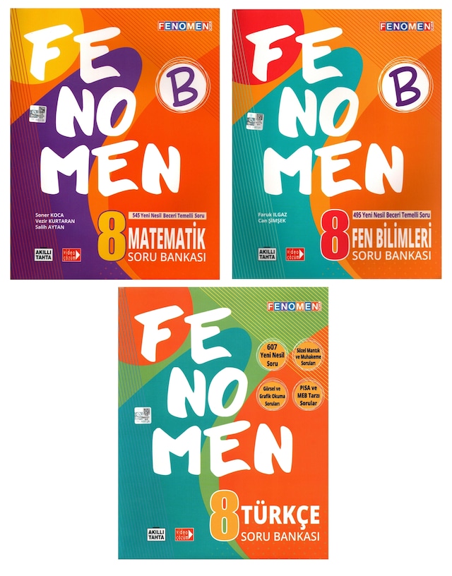 Fenomen 8. Sınıf LGS Matematik(B)+Fen(B)+Türkçe Soru Bankası 3