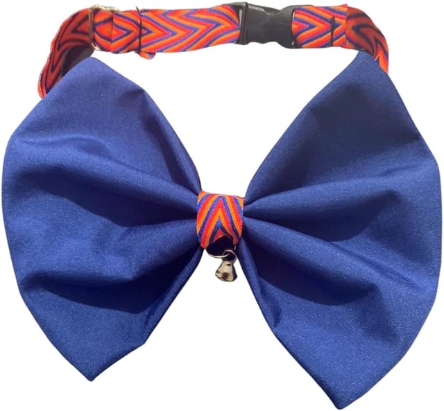 Kedi-Köpek Çıngıraklı Papyon Tasma Lacivert & Turuncu