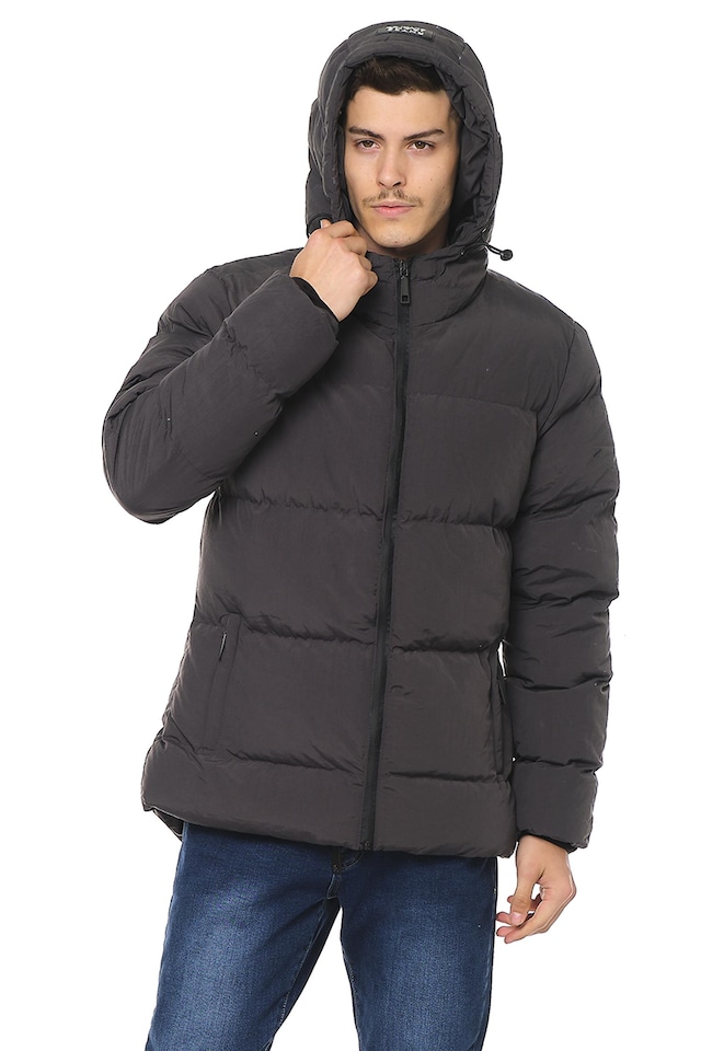 Şişme Kapüşönlü Kışlık Kalın Erkek Mont