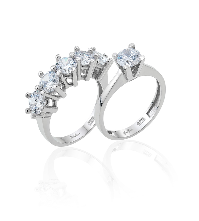 Gümüş Pazarım Tektaş & Beştaş Gümüş Yüzük Kombini