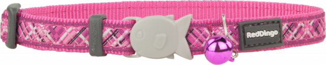 REDDİNGO FLANNO DESENLİ PEMBE KEDİ BOYUN TASMASI 12MM / 20-32 CM
