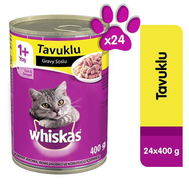 Whiskas Tavuklu Konserve Yetişkin Kedi Maması 24 x 400 G