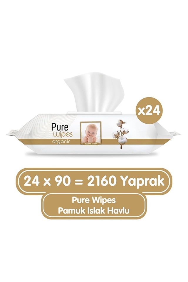 Pure Baby Organik Pamuklu Islak Havlu 24 x 90'lı