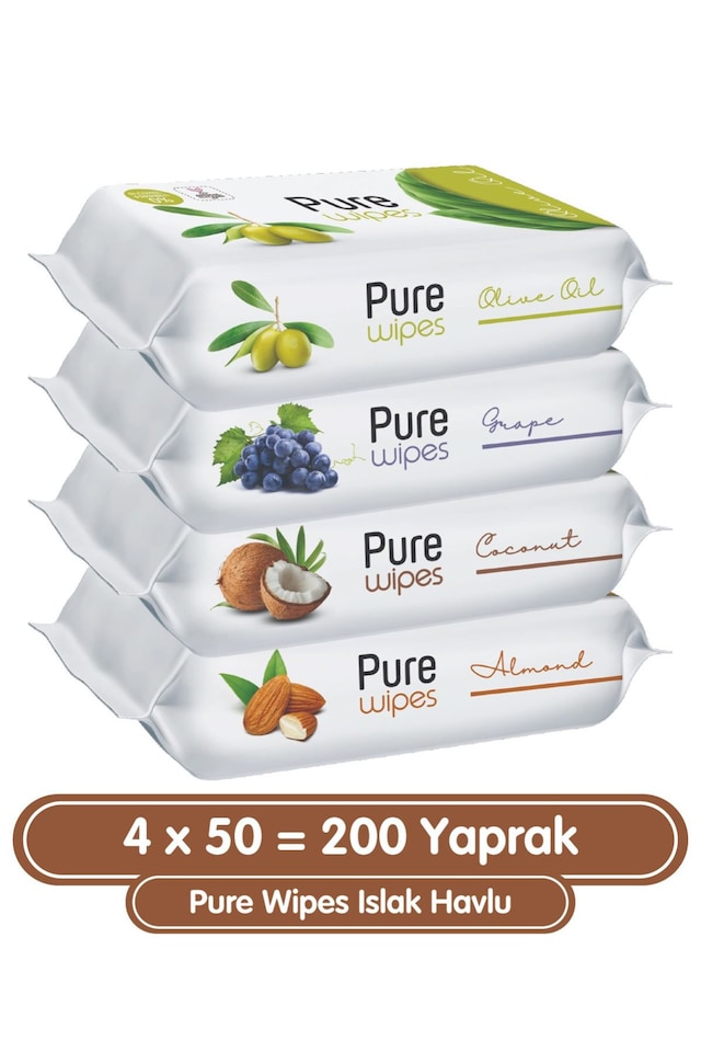 Pure Wipes Islak Havlu 4 x 50'li 200 Yaprak
