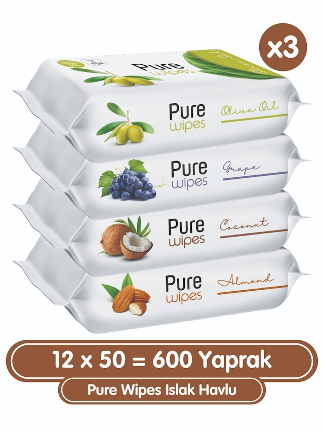 Pure Baby Wipes Islak Havlu 12 x 50'li