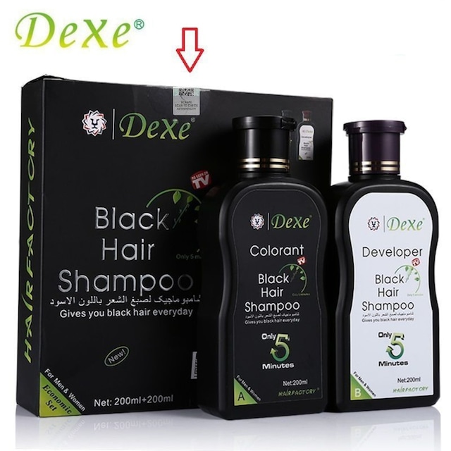 Dexe Saç Renklendirici Şampuan 200 ML + Siyah Bay Bayan Saç Bakım 200 ML