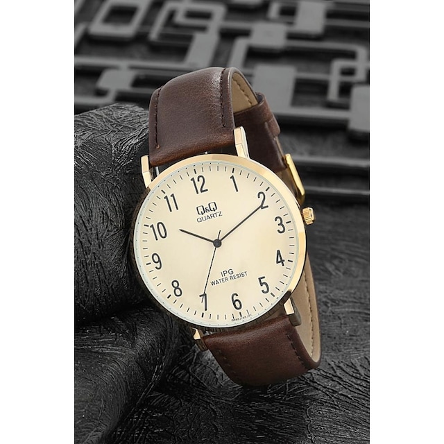 Q&Q Deri Kordon Rakamlı Klasik Erkek Kol Saati