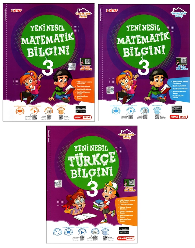 Kırmızı Beyaz 3. Sınıf Matematik+Türkçe Bilgini Konu Özetli Soru