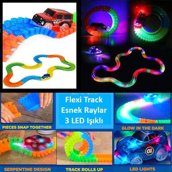 Magic Tracks Hareketli Raylar 384 Parça Ledli 2 Araba 480 CM Ray Parkuru