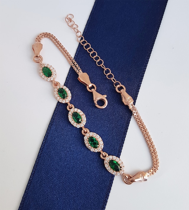 Gümüş Pazarım Zümrüt Taşlı Gümüş Kadın Bileklik