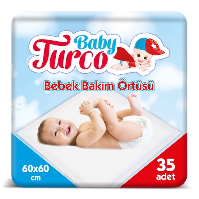 Baby Turco Bebek Bakım Örtüsü 60 x 60 CM 35 Adet