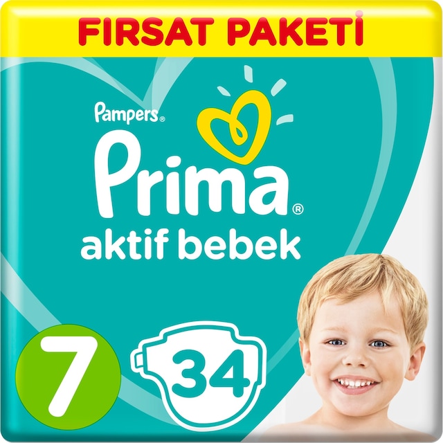 Prima Bebek Bezi 7 Beden 15+ KG Fırsat Paketi 34 Adet