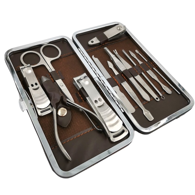 Buffer Çantalı Profesyonel Manikür ve Pedikür Seti 13'lü Kahverengi