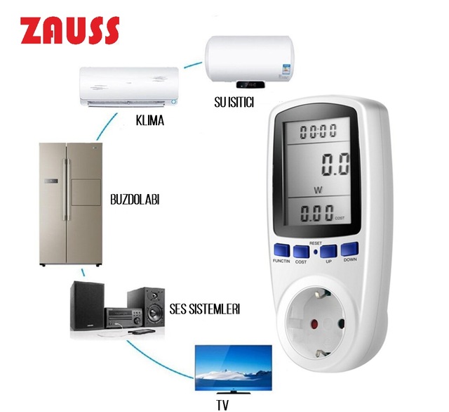 Dijital Wattmetre Enerji Sarfiyat Ölçer Tüketim Ölçer 220V Priz