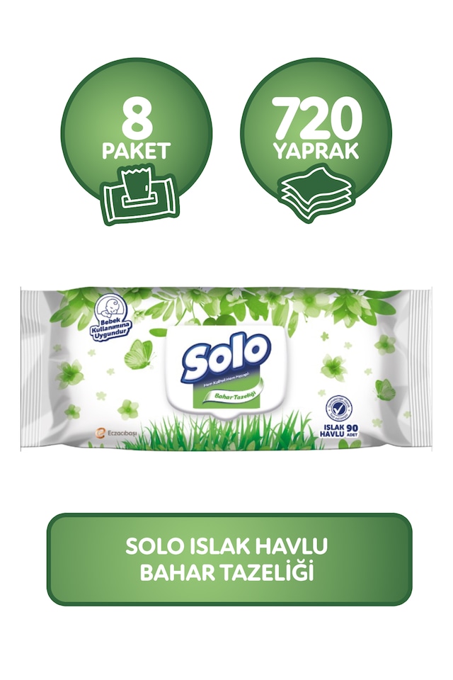 Solo Islak Havlu Kapaklı 8 x 90'lı 720 Yaprak