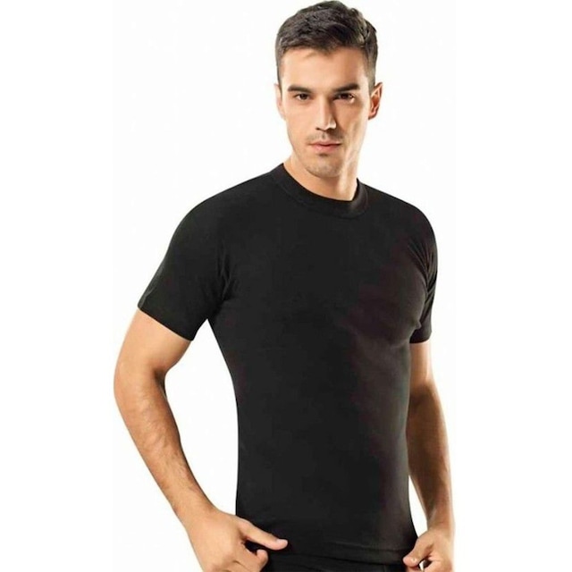 Tutku 0105 Erkek Sıfır Yaka Fanila Kısa Kollu Atlet 3'Lü Paket