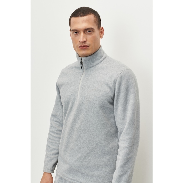 ERKEK GRI Anti-Pilling Tüylenme Yapmayan Standart Fit Bato Yaka Soğuk Geçirmez Polar Sweatshirt