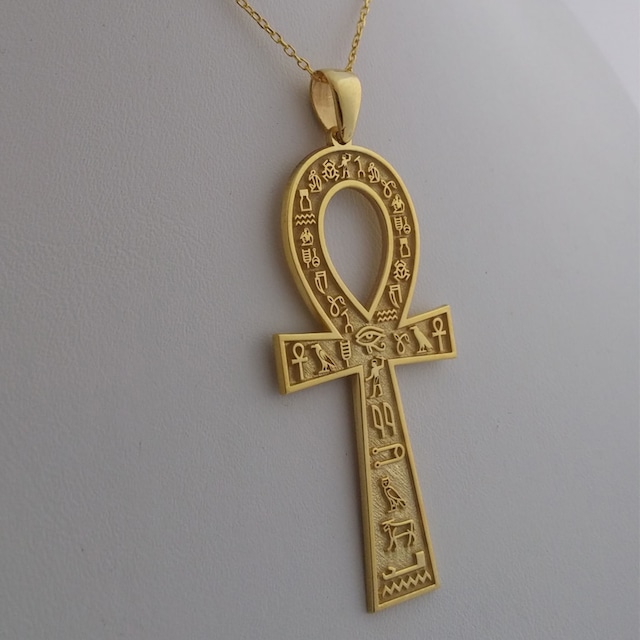 925 Gümüş Antik Mısır Hiyeroglif Ankh Kolye