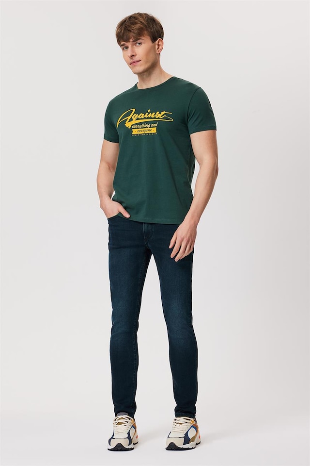 Agaınst Erkek O Yaka T Shırt Yeşil 16065 Yeşil