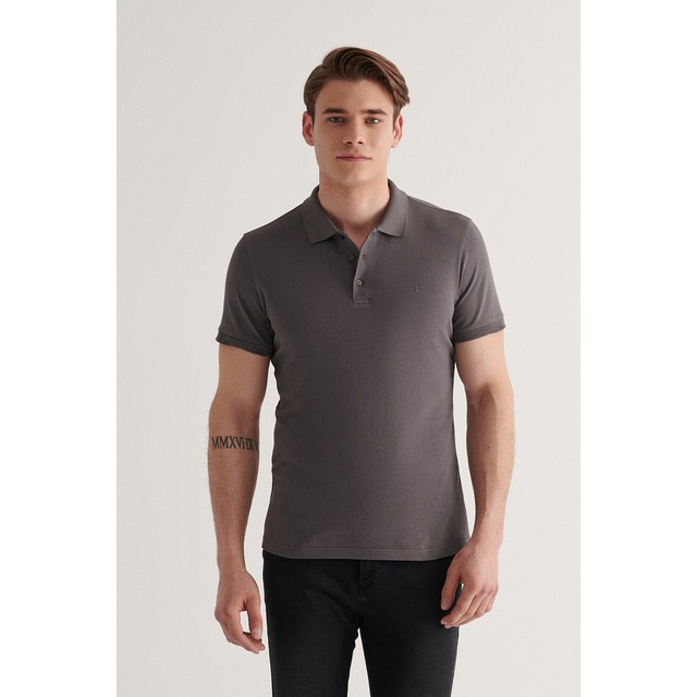 Avva Erkek Antrasit Basic Pamuklu Polo Yaka T-shirt E001004