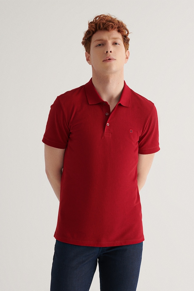Avva Erkek Bordo Basic Pamuklu Polo Yaka T-shirt E001004