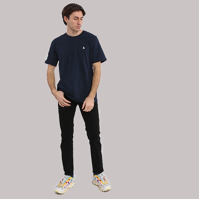 Jack & Jones Kol ve Göğüs Baskılı Tişört- Island 12249661 Navy Blazer