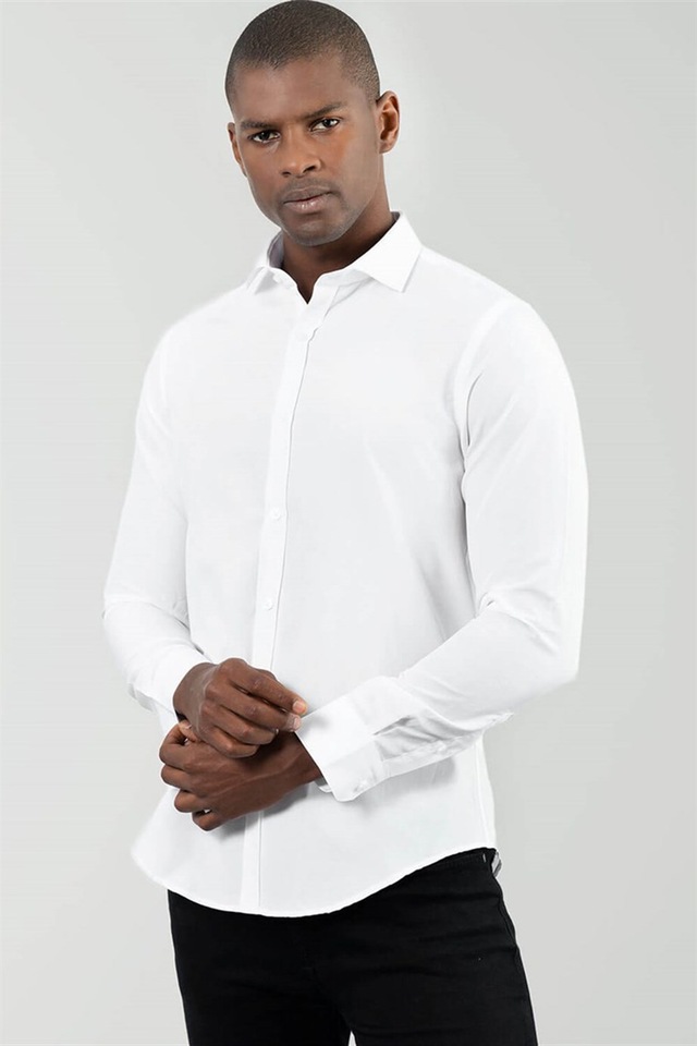 Tudors Slim Fit Dar Kesim Düz Erkek Gömlek-17089