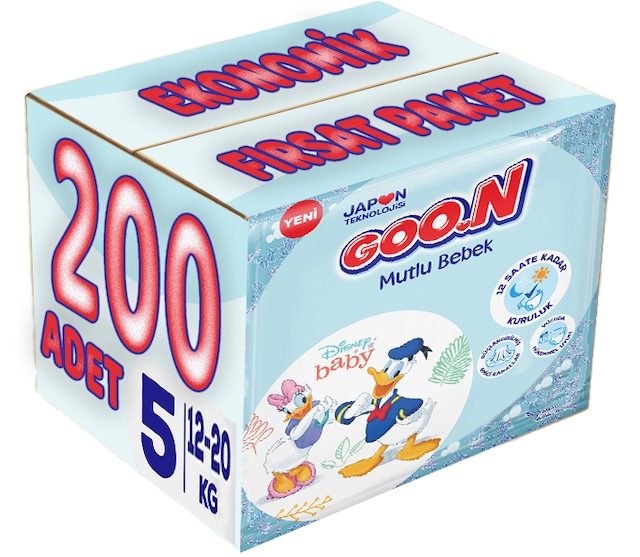 Goon Mutlu Bebek Bezi 5 Numara Junior Disney Baby Fırsat Paketi 200 Adet
