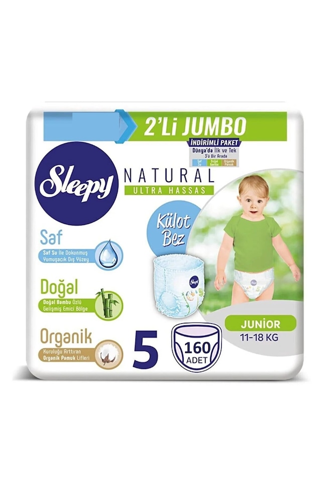 Sleepy Natural Külot Bezi 5 Numara Junior 2'li Jumbo 160 Adet
