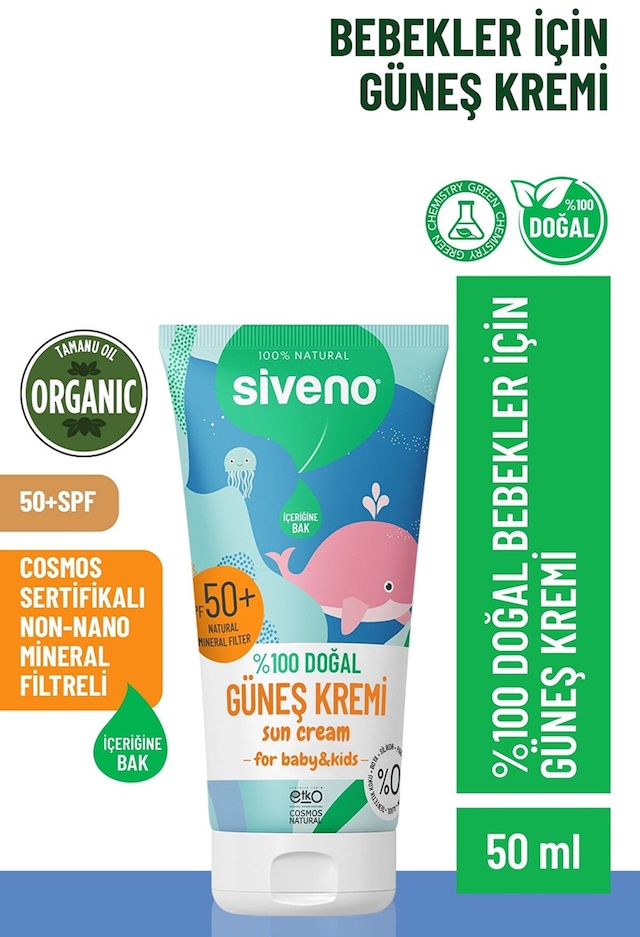 Siveno SPF50+ Bebek Doğal Güneş Kremi 50 ML