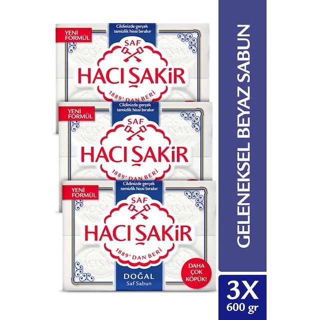 Hacı Şakir Doğal Saf Geleneksel Beyaz Sabun 4'lü 3 x 150 G
