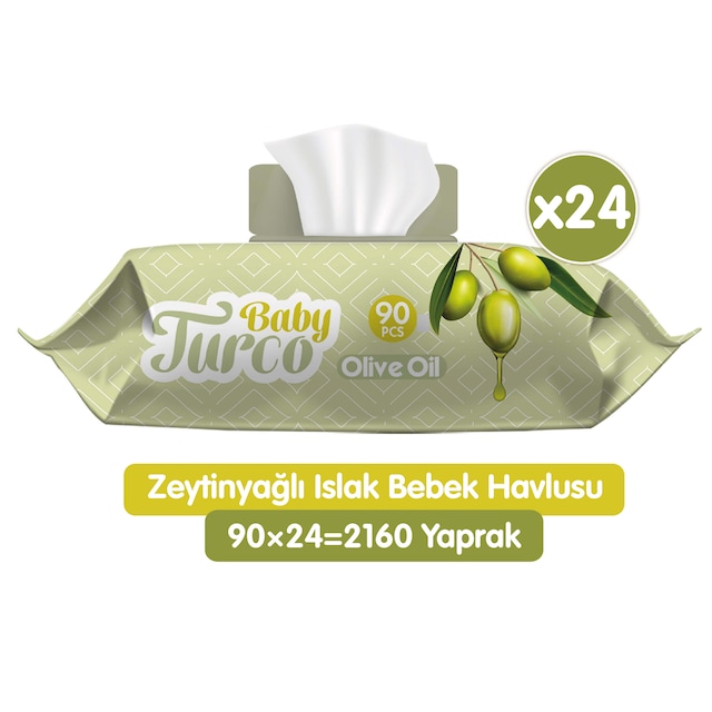 Baby Turco Zeytinyağlı Islak Bebek Havlusu 24 x 90 Adet