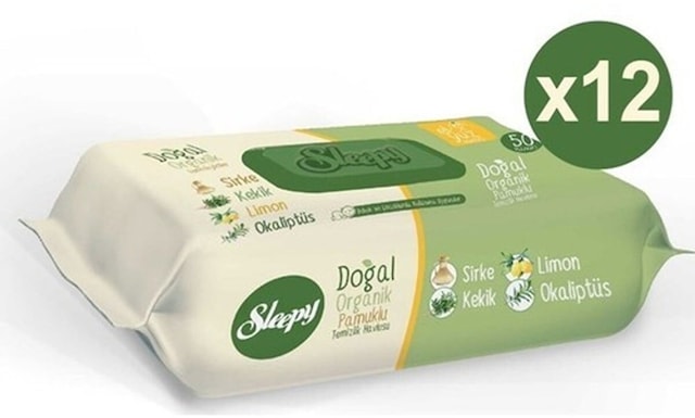 Sleepy Doğal Organik Pamuklu Temizlik Havlusu 12 x 50'li 600 Yaprak