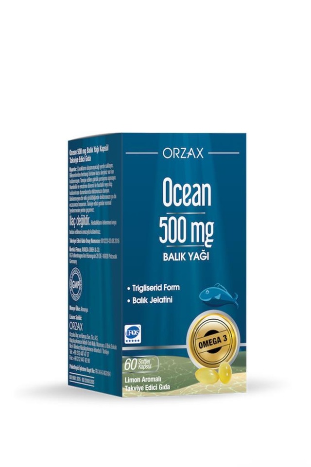Orzax Ocean 500 Mg Balık Yağı Limon Aromalı 60 Kapsül