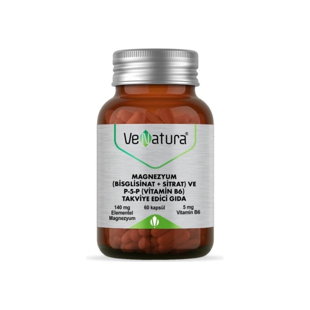 Venatura Magnezyum Bisglisinat Sitrat Ve P-5-P Vitamin B6 60