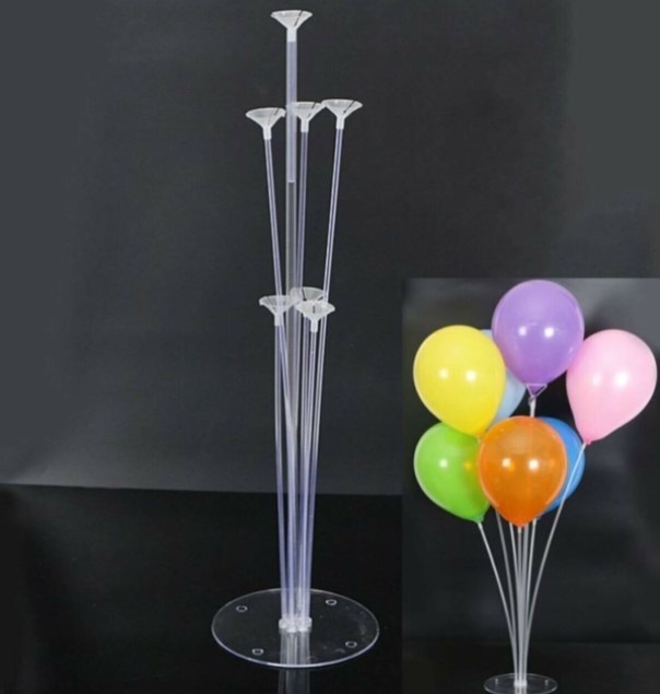 7 Li Balon Standı Çubuk ve Başlıklar Şeffaf