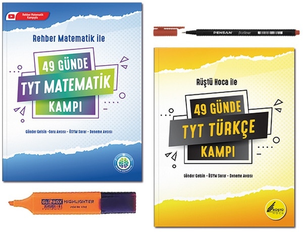 Rehber Matematik 49 Günde Tyt Matematik Kampı - 49 Günde Tyt Türkçe Kampı Set 2 Kitap - 2024 Tayfa