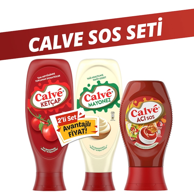 Calve Ketçap 600 G & Mayonez 540 G + Acı Sos 265 G