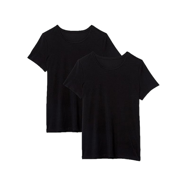 Slim Fit Kadın 2'li Basic Tişört Siyah