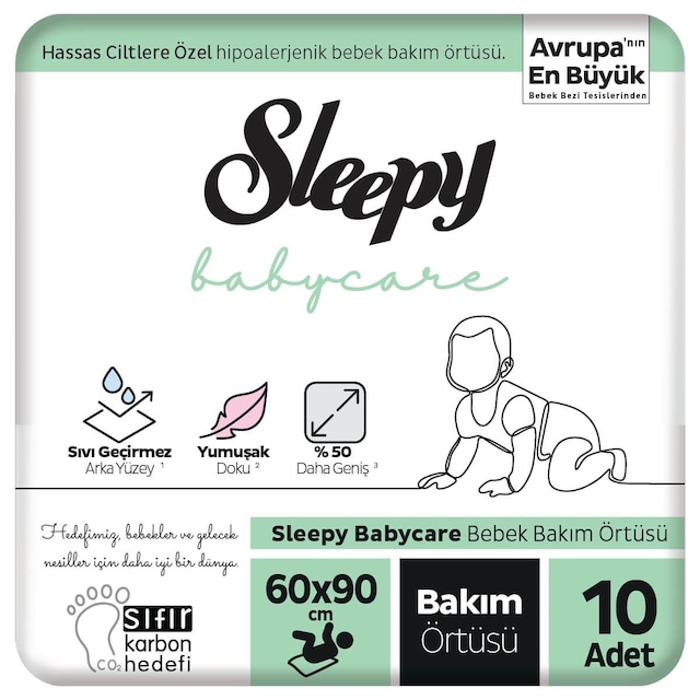 Sleepy Babycare Bebek Bakım Örtüsü 60 x 90 CM 10 Adet