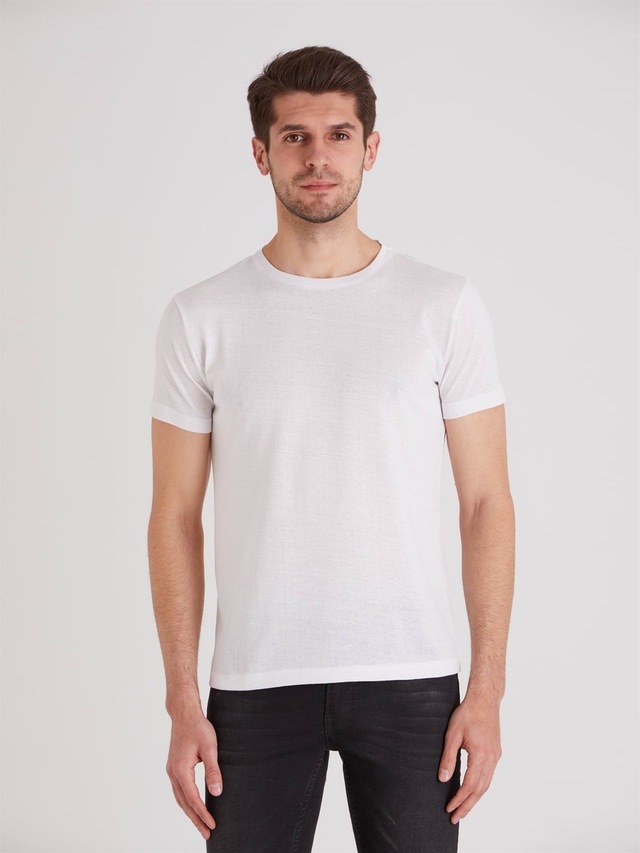 Dufy Bisiklet Yaka Erkek Tshirt DU4212047001 Beyaz