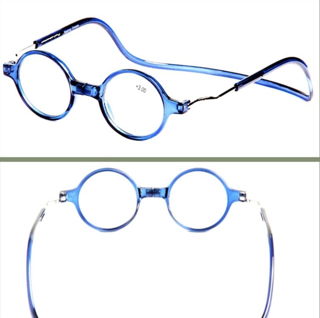 Omeniv Mıknatıslı Yuvarlak Kordonlu Okuma Yakın Gözlük Çerçeve Mavi