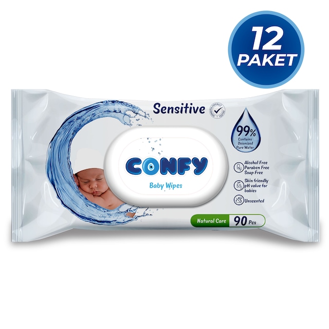 Confy Premium Sensitive Islak Mendil 90 x 12 1080 Yaprak