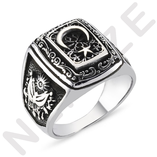 Devlet Bahçeli Yüzüğü Ay Yıldız Gümüş Yüzük