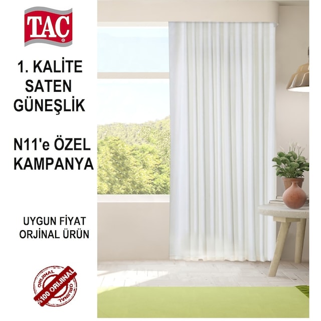 Taç Saten Güneşlik / Ölçüye Özel Dikim / Krem Ve Beyaz Seçenekli