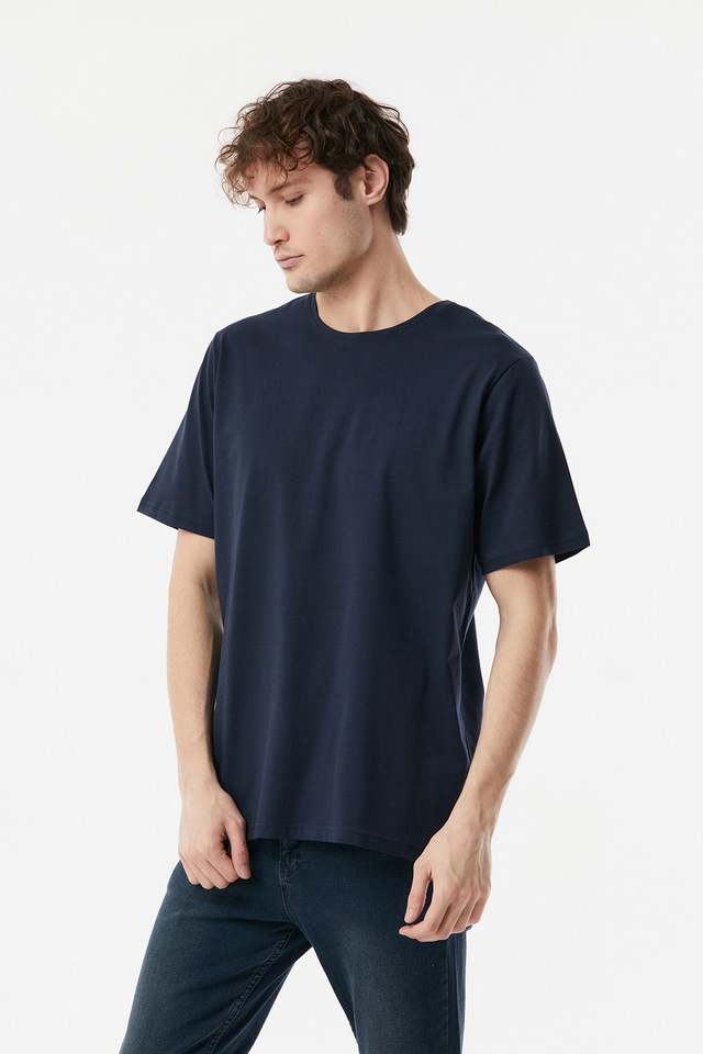 FULLAMODA Basic Bisiklet Yaka Tişört- Lacivert