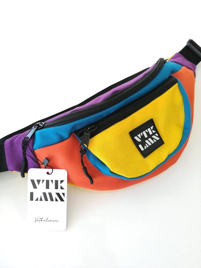 Vatkalimon Unisex Renkli Sarı Turuncu Omuz ve Bel Çantası