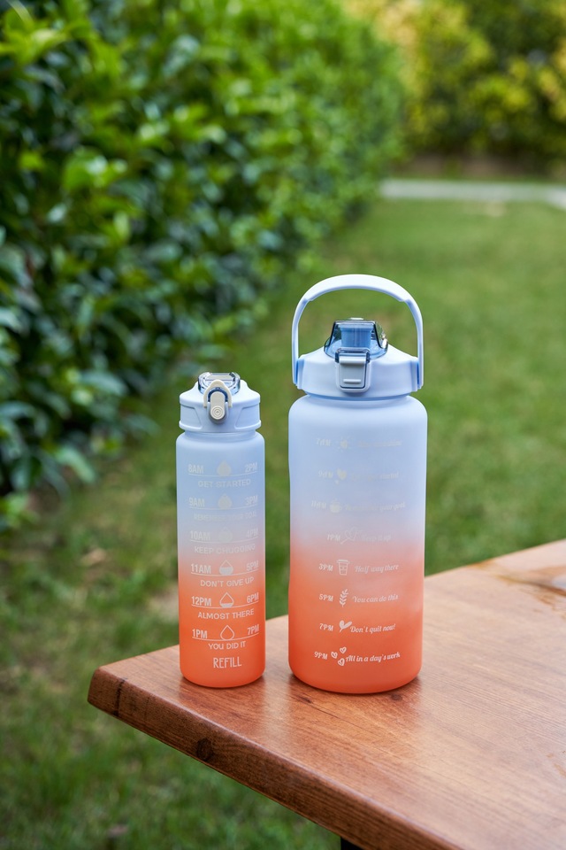 Finehome 2'li Motivasyon Matarası - Mavi 2000 ML + 900 ML