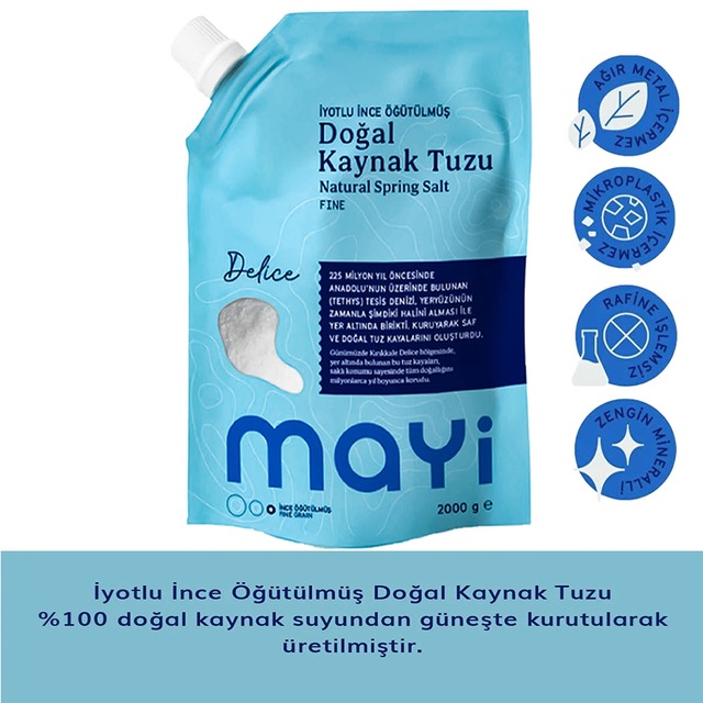 Mayi Tuz İyot İlaveli İnce Öğütülmüş Doğal Kaynak Tuzu 2 KG