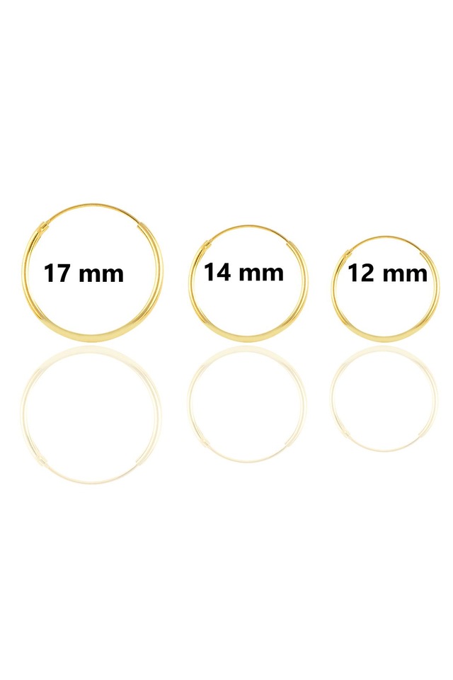 Gümüş Altın Yaldızlı Üç Boydan Oluşan Halka Küpeler